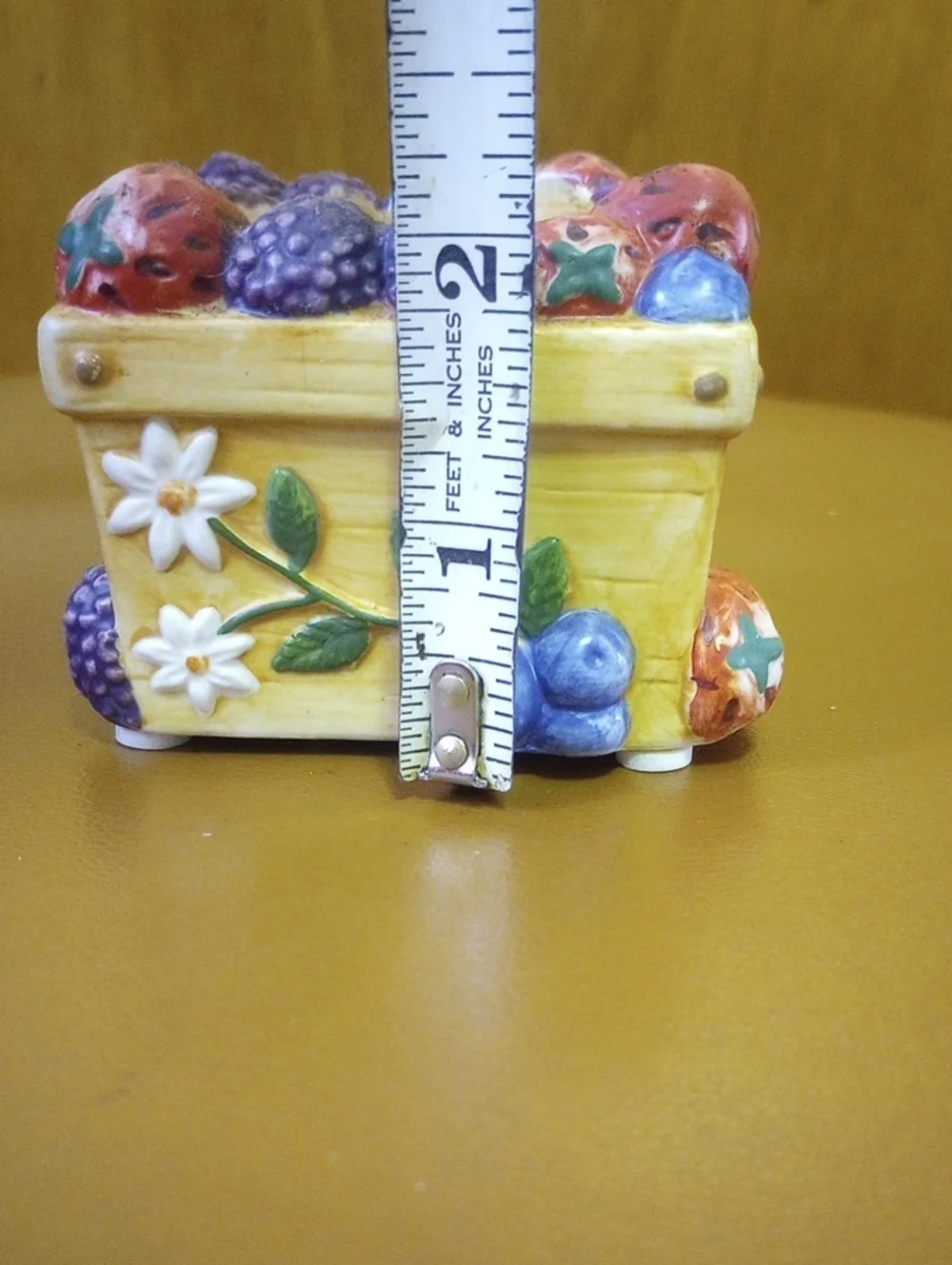 Strawberry & Floral Votive Candle Holder. Red Blue Purple Green White Tan